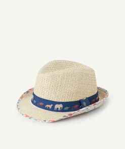 Chapeau de paille bébé garçon avec imprimé animalier