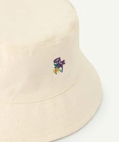 Chapeau fille en coton écru imprimé floral