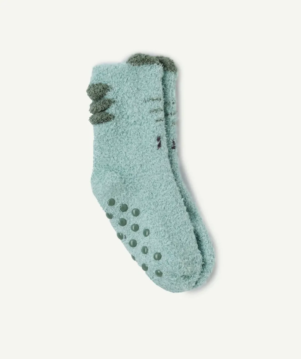 Chaussettes antidérapantes vertes bébé garçon