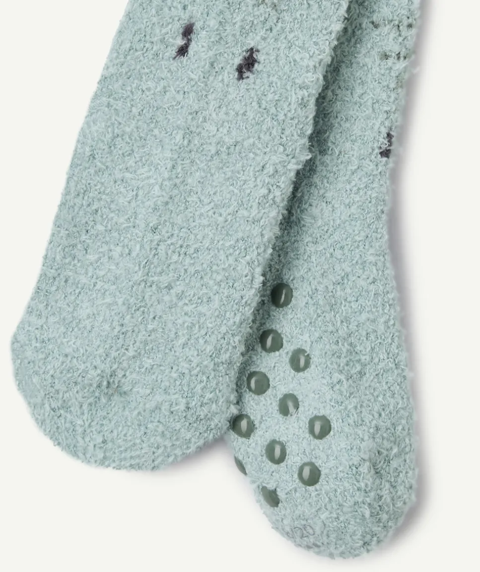 Chaussettes antidérapantes vertes bébé garçon