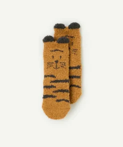 Chaussettes bébé fille antidérapante pilou pilou tigre avec petites oreilles