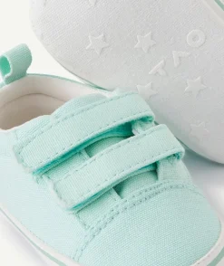 Chausson menthe style baskets à scratchs bébé fille