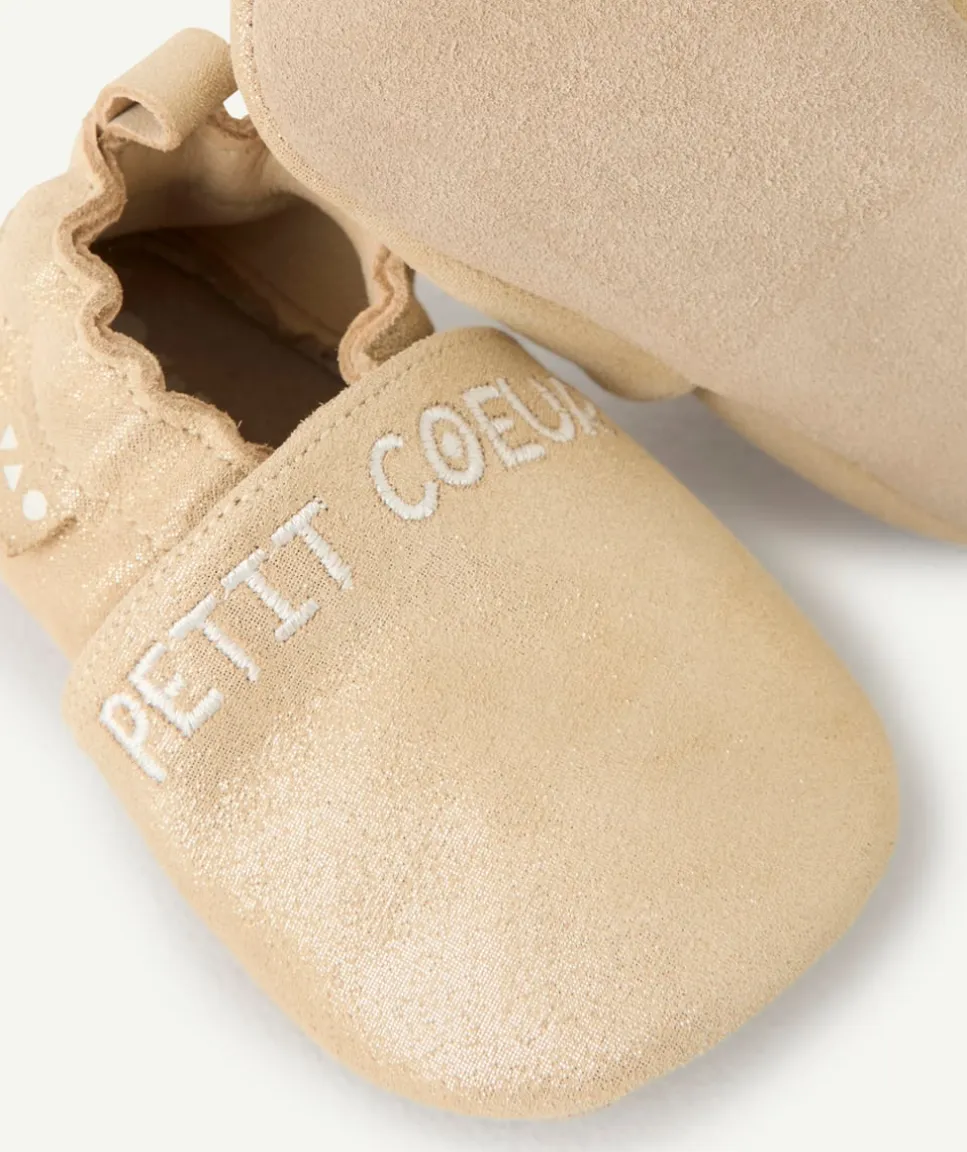 Chaussons bébé fille beige