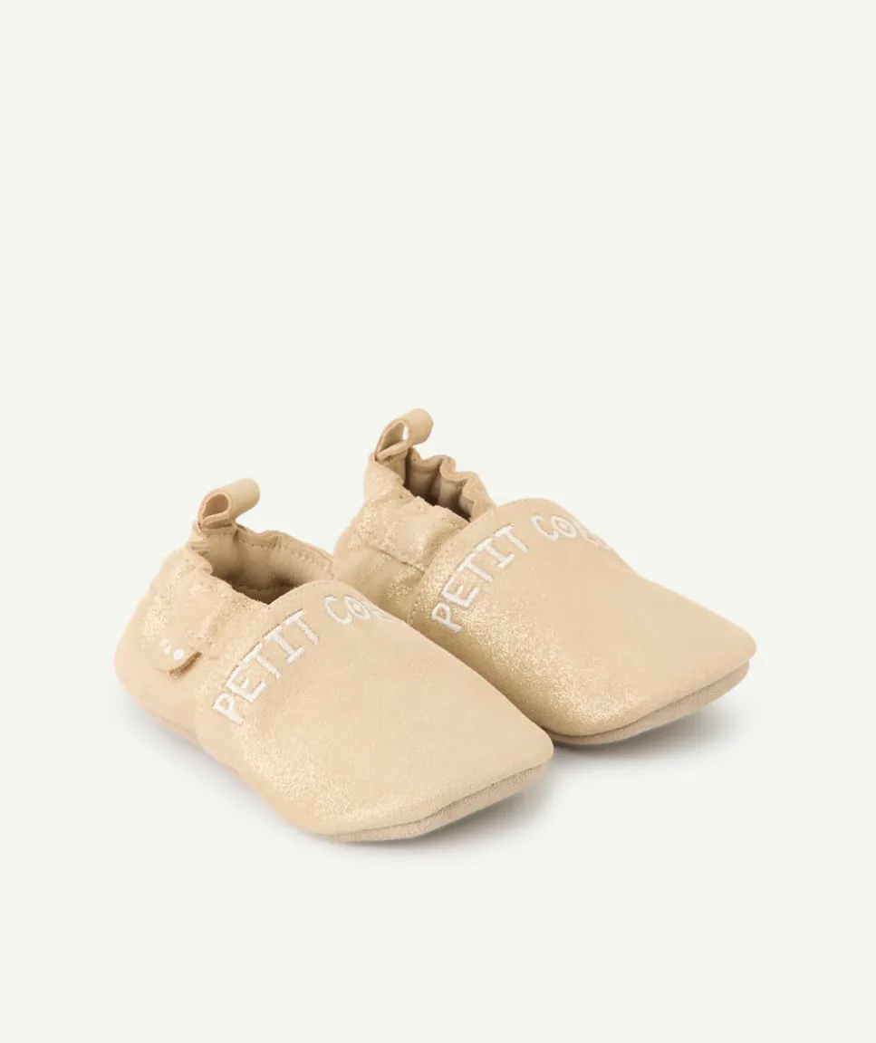 Chaussons bébé fille beige