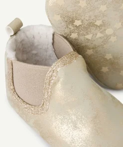 Chaussons bébé fille couleur dorée et pailletés
