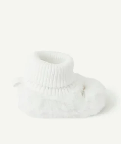Chaussons bébé fille en fausse fourrure blanche