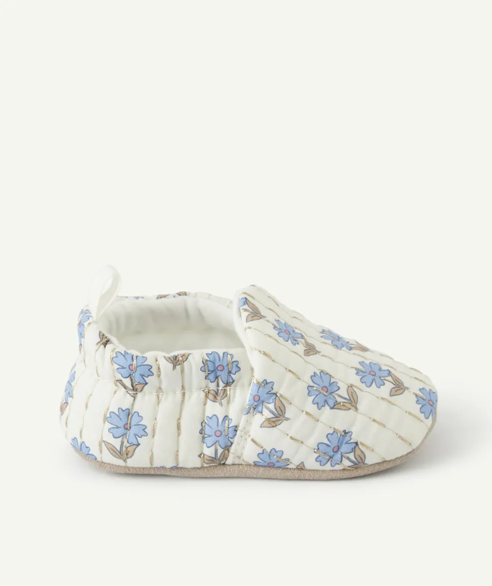 Chaussons bébé fille imprimé floral matelassé