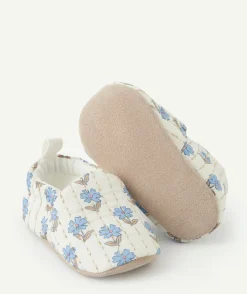 Chaussons bébé fille imprimé floral matelassé