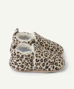 Chaussons bébé fille imprimé léopard beige