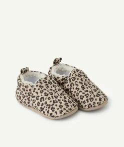 Chaussons bébé fille imprimé léopard beige