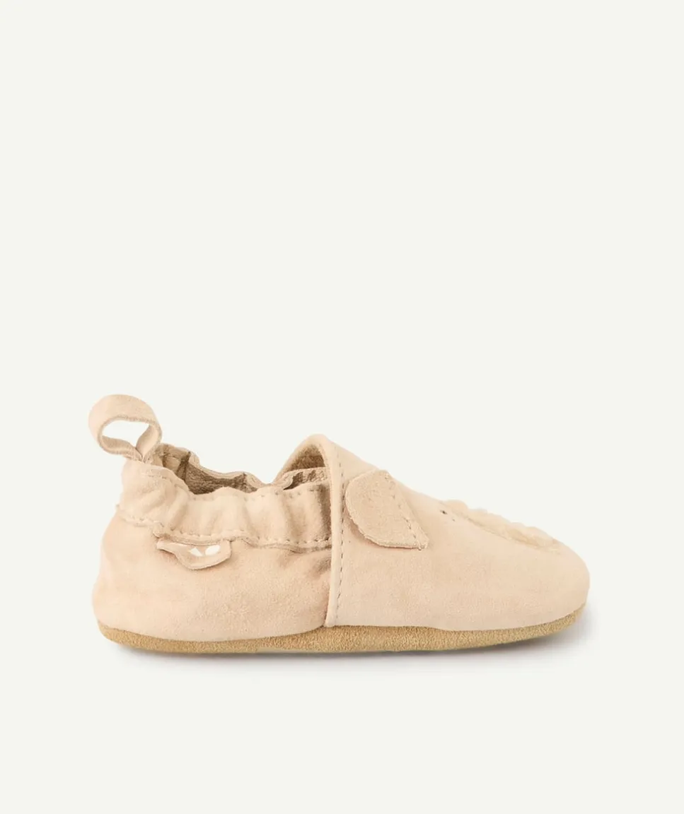Chaussons bébé garçon beige motif ourson