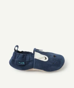 Chaussons bébé garçon bleus marine motif tête de chien