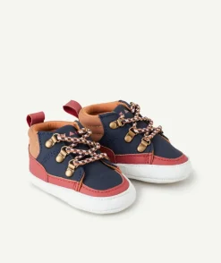 Chaussons bébé garçon bleu terracotta et marron