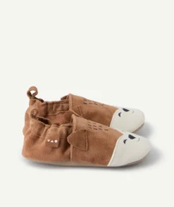 Chaussons bébé garçon marron motif renard