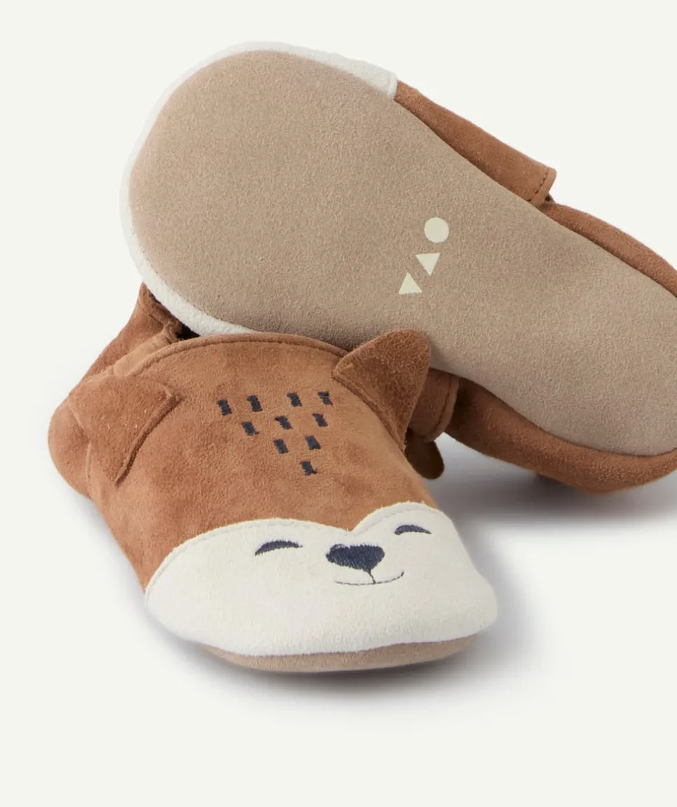 Chaussons bébé garçon marron motif renard