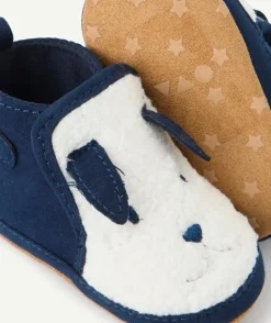 Chaussons bébé garçon petit chiot bleu marine