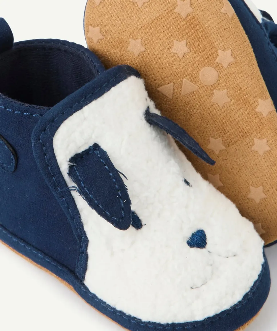 Chaussons bébé garçon petit chiot bleu marine