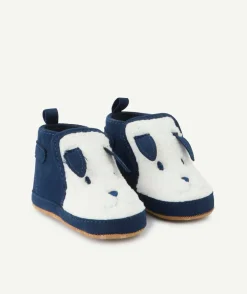 Chaussons bébé garçon petit chiot bleu marine
