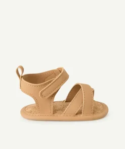 Chaussons bébé garçon style sandales camel