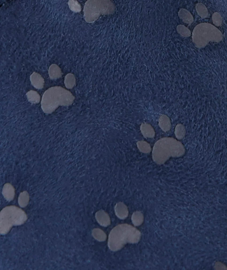 Chaussons en partie en cuir bébé garçon bleu marine avec motifs pattes