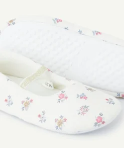Chaussons fille blancs imprimés floraux