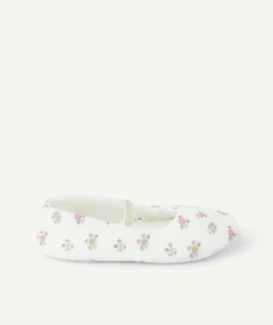 Chaussons fille blancs imprimés floraux