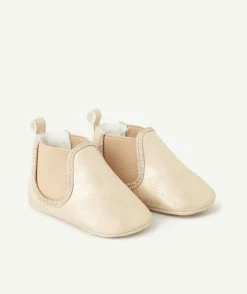 Chaussons élastiqués bébé fille couleur dorée et pailletés
