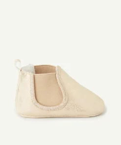 Chaussons élastiqués bébé fille couleur dorée et pailletés