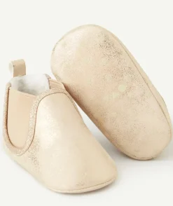 Chaussons élastiqués bébé fille couleur dorée et pailletés