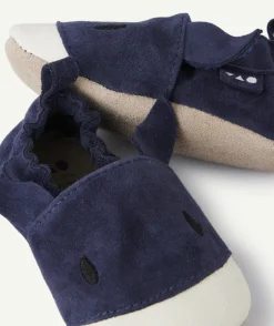 Chaussons pour bébé garçon bleu marine design vache