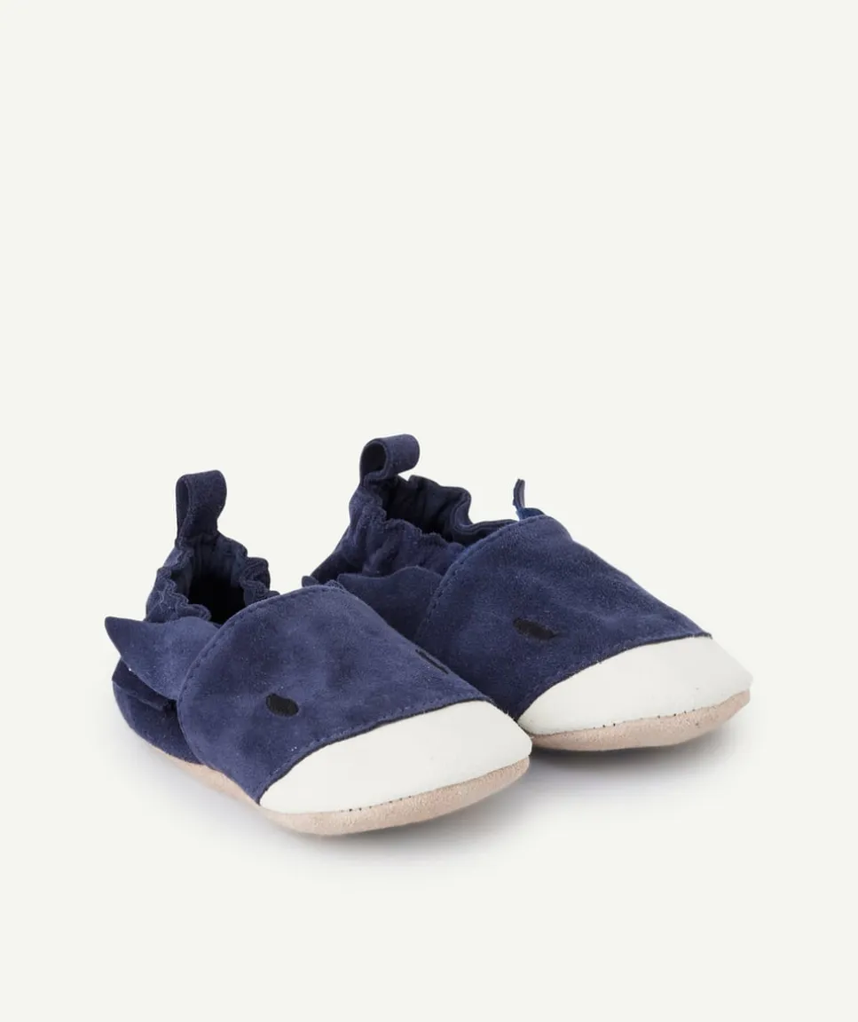 Chaussons pour bébé garçon bleu marine design vache