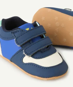 Chaussons style basket bébé garçon bleu et blanc
