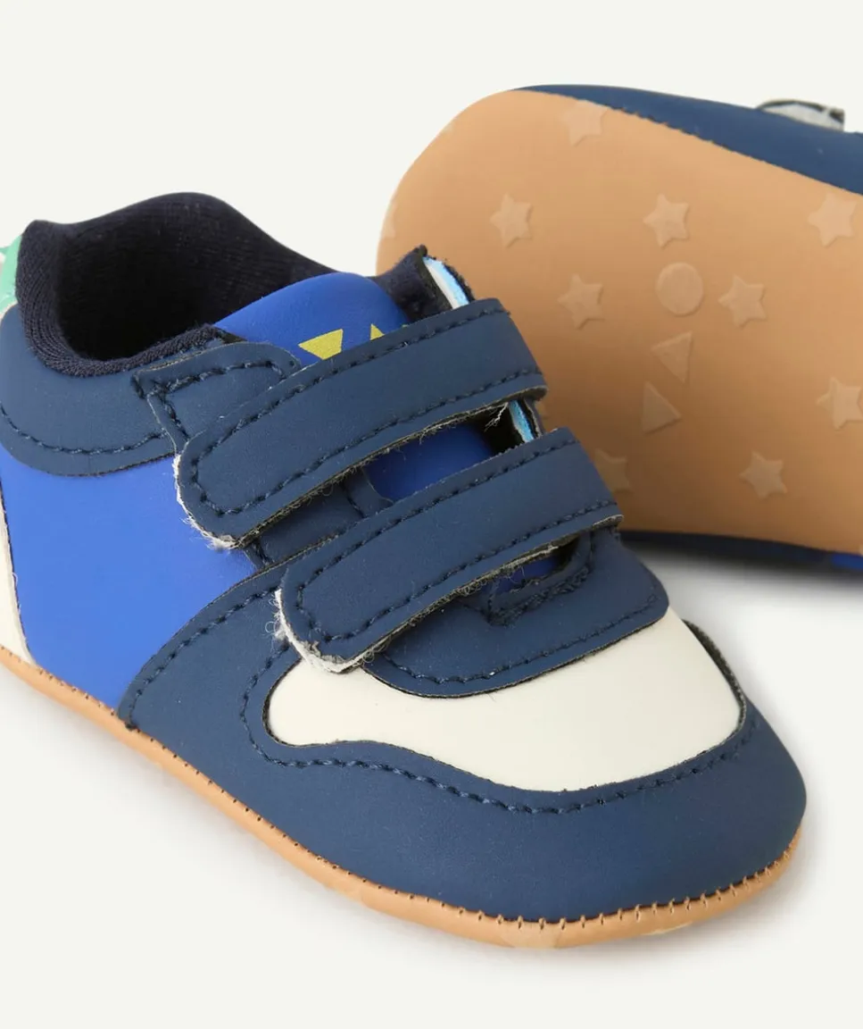 Chaussons style basket bébé garçon bleu et blanc