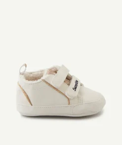 Chaussons style baskets bébé blanche avec paillettes