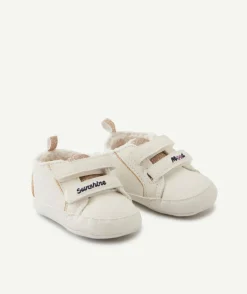 Chaussons style baskets bébé blanche avec paillettes
