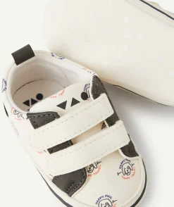Chaussons style baskets à scratchs bébé garçon avec motifs chiens