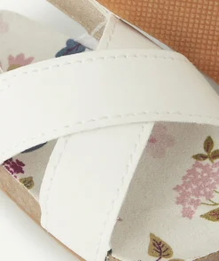 Chaussons style sandales bébé fille blanc et couleur dorée