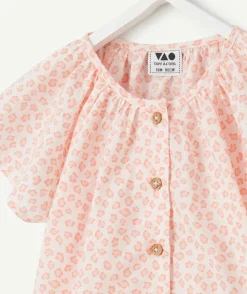 Chemise bébé fille manches courtes léopard rose