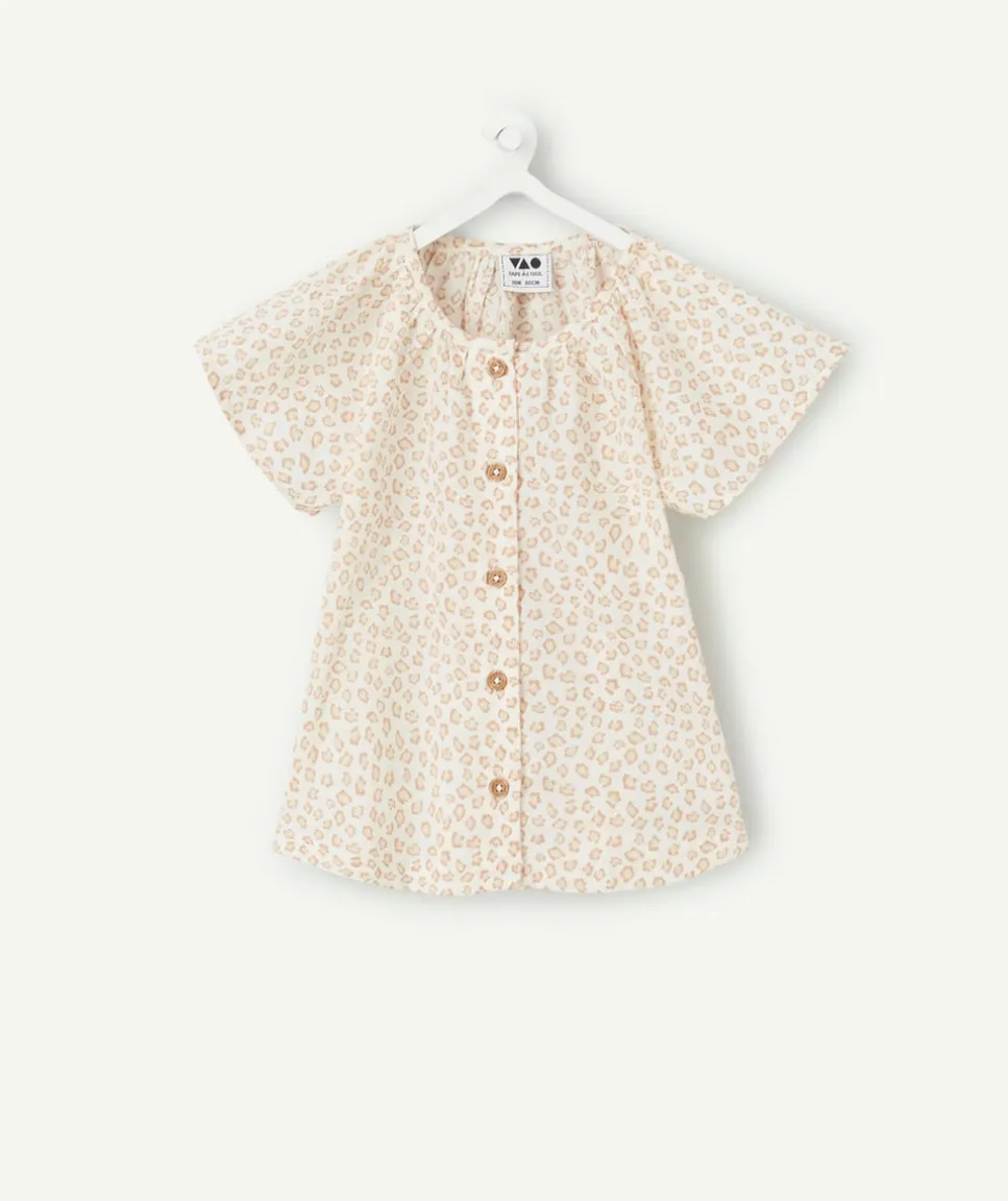 Chemise bébé fille manches courtes léopard beige
