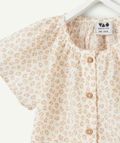 Chemise bébé fille manches courtes léopard beige