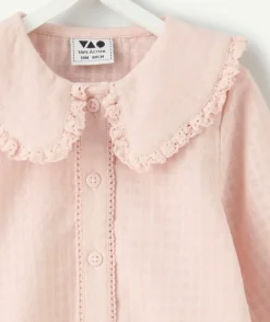 Chemise bébé fille rose col volanté