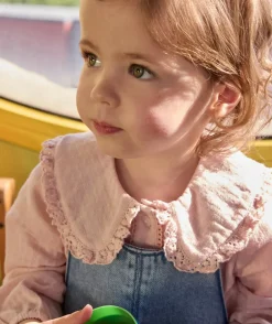 Chemise bébé fille rose col volanté