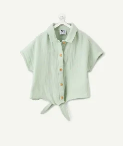 Chemise bébé fille verte nouée