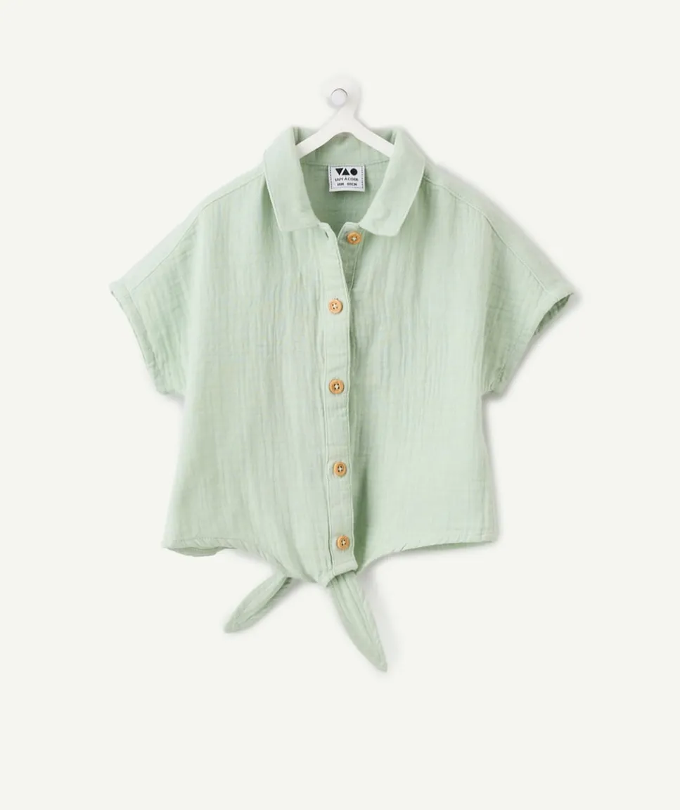 Chemise bébé fille verte nouée