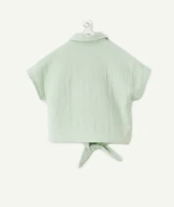 Chemise bébé fille verte nouée