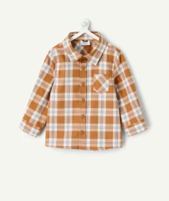 Chemise bébé garçon à carreaux camel