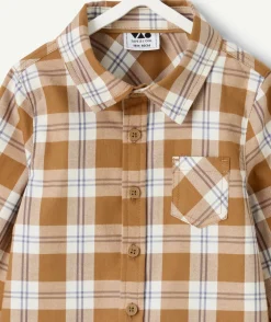 Chemise bébé garçon à carreaux camel