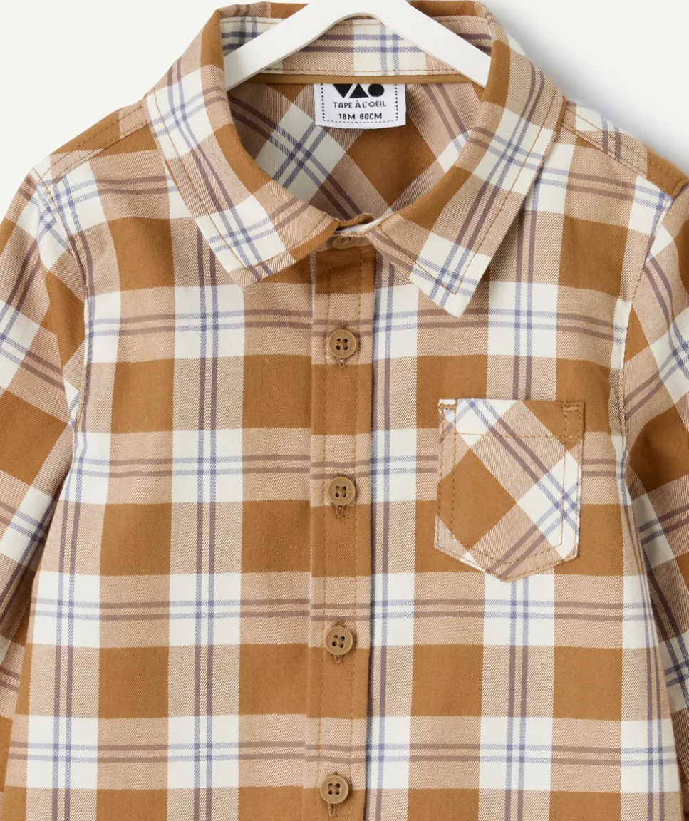 Chemise bébé garçon à carreaux camel