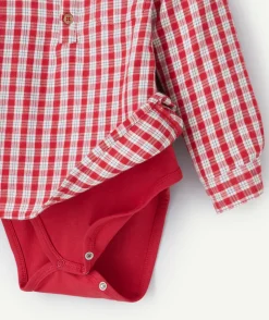 Chemise bébé garçon à carreaux rouge et blanche