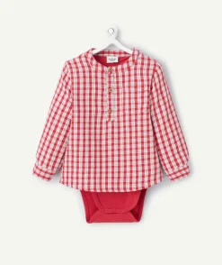 Chemise bébé garçon à carreaux rouge et blanche